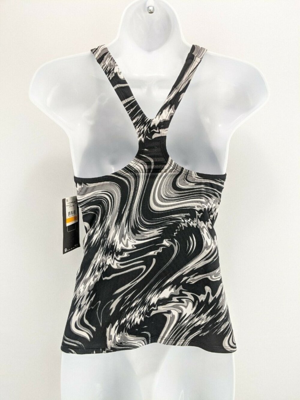 Nike Womens Sz Small Swimsuit Black & Gray Marble Racerback Tankini Top Nwt - Picture 4 of 9